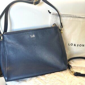 Lo & Sons Pearl, Navy Nappa Leather